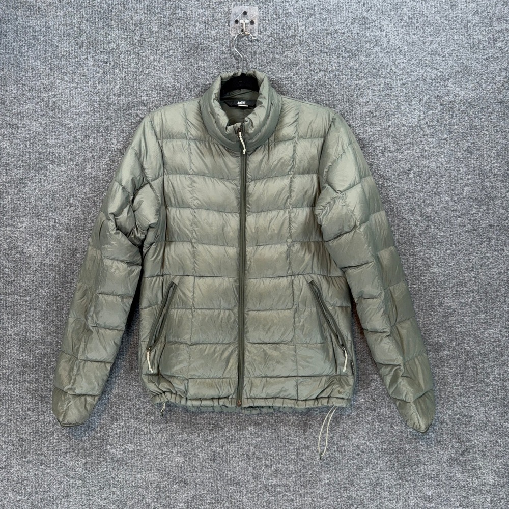 REI Co-Op 650 Down Jacket Women Medium Green Lightweight Puffer Quilted Warm